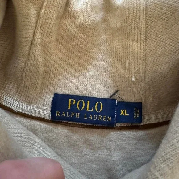 Polo Ralph Lauren Men's Sweater Shawl Neck Elbow Patch Preppy Cream Size XL - Picture 5 of 7